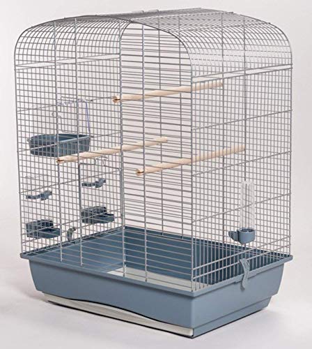 Ollesch Vogelkäfig Elena Chrom grau Vogelheim mit Zubehör