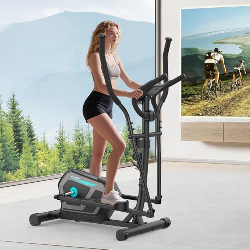 Crosstrainer für Zuhause,Ellipsentrainer mit 16 Widerstandsstufen,Bluetooth App,Flaschenhalter,Ultraleiser Magnetischer Crosstrainer mit Rutschfestem Pedal,Transporträder bis 131KG
