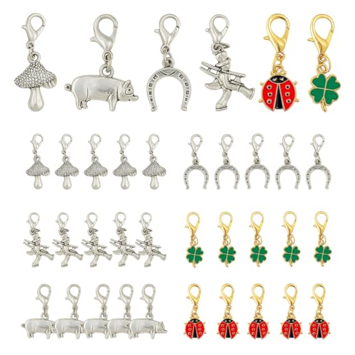 36 Stück Silvester Glücksbringer Schlüsselanhänger Set, Glücksklee, Kleeblatt Glücksbringer Silvester, Schlüsselanhänger Weihnachten Kleine Geschenke Deko, Für Die Dekoration Verschiedener Geschenke