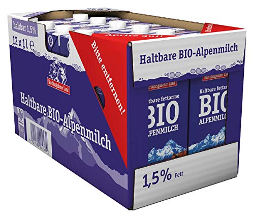 Berchtesgadener Land Bio Haltbare Bio-Alpenmilch 1.5% Fett, 12er Pack (12 x 1l)