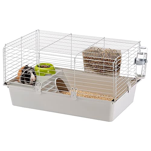 Ferplast Kaninchenkäfig käfig für Hasen, Nagerkäfig, Meerschweinchen- Kaninchenstall mit Zubehör, 77 x 48 x H 42 cm