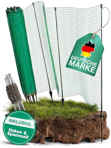 Smabix® Mobiler Zaun zum Einstecken, 25m x 90cm, Komplett-Set, sofort einsatzbereit, ideal für Hunde, Hühner, Hasen und andere Kleintiere, Hundezaun, Weidezaun, Zaun Garten & Hühnerzaun, Gartennetz