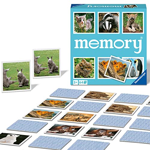 Ravensburger Memory® Tierkinder - 20879 - der Spieleklassiker für Tier-Fans, Merkspiel für 2-8 Spieler ab 3 Jahren