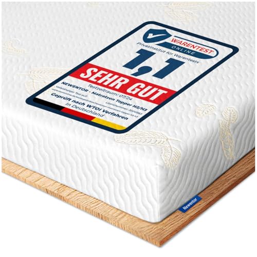 Newentor® Matratzen Topper 140x200cm H2 H3, Matratzentopper 140x200 Schlafsofa Bett Gelschaum, Mattress Topper 140x200 Boxspringbett Öko-Tex Zertifiziert Gel Bezug Kaltschaum 7CM Höhe