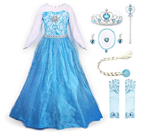 JerrisApparel Prinzessin Kostüm Karneval Verkleidung Party Kleid (120, Blau mit Zubehör)