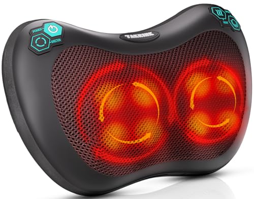 TAKRINK Shiatsu Massagekissen Nackenmassagegerät Rückenmassagegerät mit 8 Knoten und 3 Speed Tiefengewebsknetung Leise Massagegerät für Nacken Schulter rücken mit 1,8 m Autokabel für Männer, Frauen