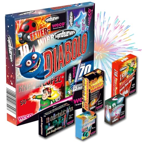 PYROHELD XXL Set Diabolo - 70 Teile Jugendfeier Tischartikel für Partys & Feuerwerk Silvester Kat. F1 für Jugendlichen & Kinder 2026