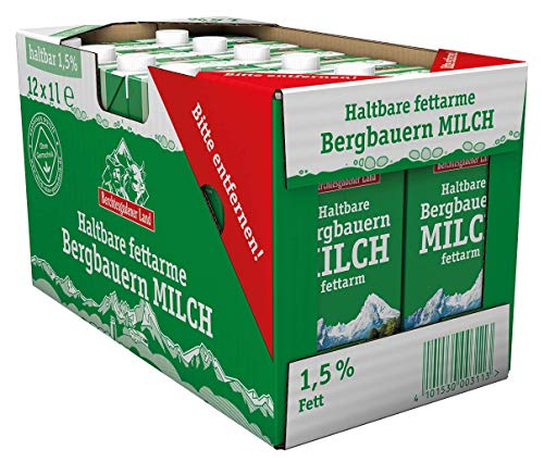 Berchtesgadener Land Haltbare Bergbauern-Milch, 1.5% Fett, 12er Pack (12 x 1 l)