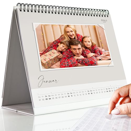 Fotokalender 2026 Tischkalender - Zum Selbstgestalten mit Fotoecken – Bastelkalender A4 Quer mit hochwertigem Papier – Persönlicher Kalender 2026 mit Platz für Fotos – Kreatives Geschenk für Familie