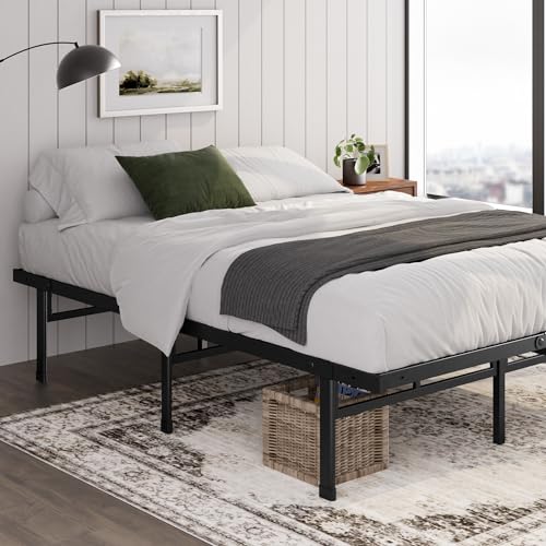 Zinus Justin Bett 90x200 cm - Höhe 36 cm mit Stauraum unter dem Bett - Metall Plattform Bettgestell - Schwarz, Schwarze