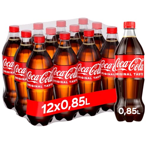 Coca-Cola Classic - prickelndes Erfrischungsgetränk mit unverwechselbarem Coke-Geschmack - koffeinhaltiger Softdrink in in Einweg Flaschen (12 x 850 ml)
