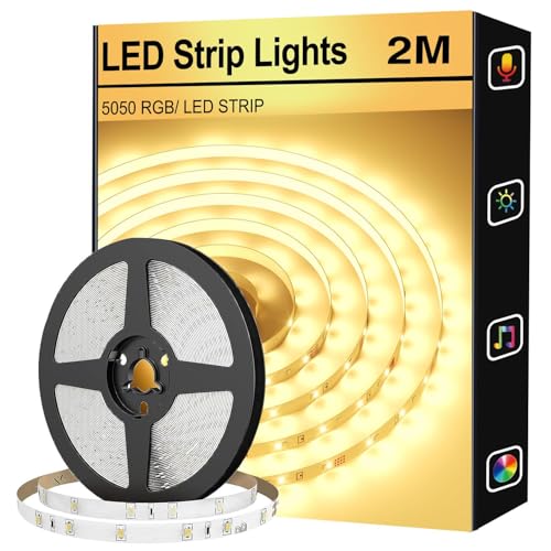 FUPT LED Strip 2M USB,Warmweiß bis Kaltweiß LED Streifen, Flexibel DIY LED Band, LED Leiste, 300 LEDs SMD 2835, LED Lichtband für Innen Küche Zimmer Deko