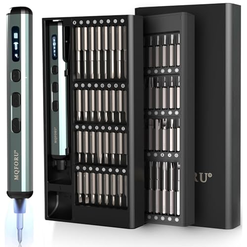 Mini Elektro Schraubendreher Set, 72 in 1 Präzisions Elektrischer Schraubendreher mit 64 Magnetischen Bits, 5 Drehmomenteinstellungen, 4 LED-Leuchten, für Präzisionsarbeit Telefon Uhr Kamera