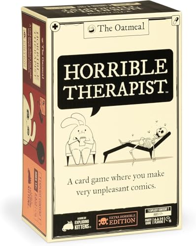 Exploding Kittens - Horrible Therapist: Extra Horrible Edition 3-8 Players - Ages 17+ - 15 Minutes to Play - Comic Building Game - Party Game, Family Game Night, Card Game, White