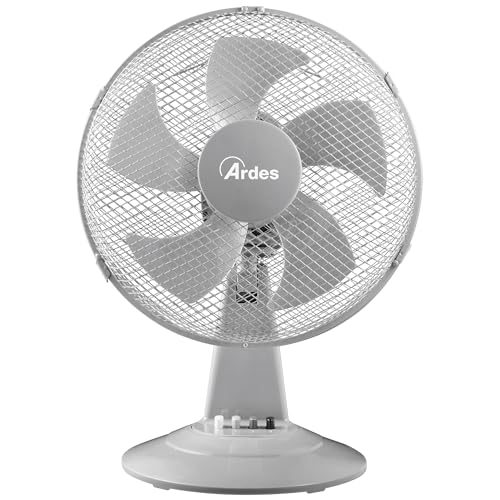 Ardes - AR5ST30G Tischventilator STEELO 30G 5 Flügel - 30 cm Oszillierende Schaufel mit verstellbarer Neigung - Ventilator 3 Geschwindigkeiten leise grau