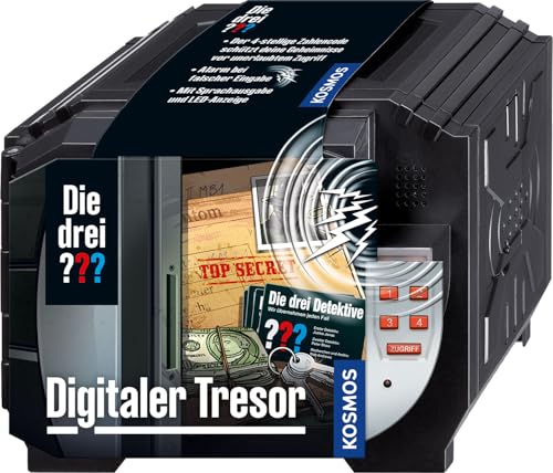 Die drei ??? Digitaler Tresor von KOSMOS, Schütze deine Geheimnisse mit einem Code und Sprachalarm, Detektiv Spielzeug Set für Kinder ab 8 Jahre, Mini Safe