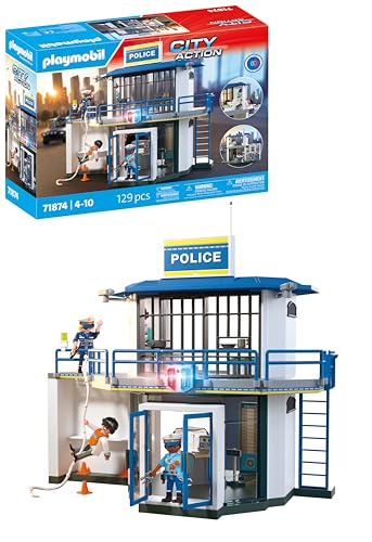 PLAYMOBIL | Action Heroes | Polizeiwache mit Fahndungsraum | Actionreiches Polizei-Spielzeug | Mit vielen spannenden Details | Fördert Kreativität | Für Kinder ab 4 Jahren | 71874