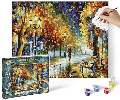 Schipper 609240910 Malen nach Zahlen – Spaziergang im Herbst - Bilder malen für Erwachsene, inklusive Pinsel und Acrylfarben, 24 x 30 cm