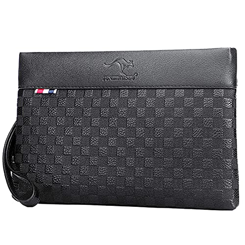 A-QMZL Handgelenktasche für Herren Handgelenk Handtasche Handgelenktasche PU Leder Großraum-Clutch mit Kartenfach Brieftasche Business Freizeit Bürohandtasche Geldbörsentasche für Männer