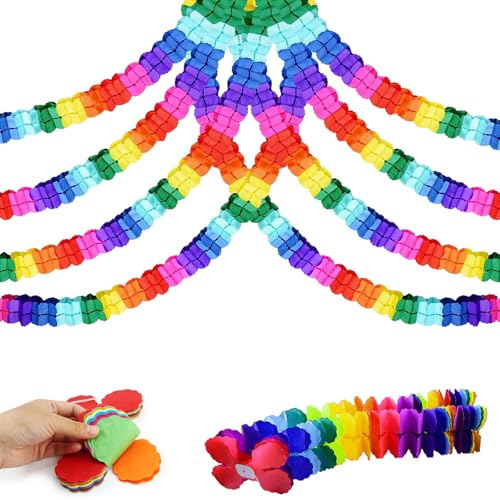 Faschingsdeko Girlanden Fasching Dekoration Karneval Bunte Deko Girlande Partydeko Geburtstag 8 Stück Papiergirlande Faschingsgirlanden 3 M Faschingsdekoration Karnevalsdeko Faschingsgirlande