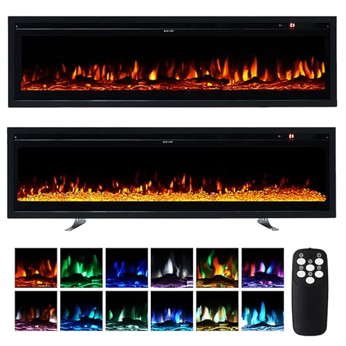 INMOZATA Elektrokamin mit Heizung 40 Zoll, 3-in-1 Elektrokamin Wand/Einbau/Stand, Elektrische Kamin mit LED-Flammeneffekt, 12 Flammenfarben, Heizfunktion, Thermostat, Timer, Fernbedienung, 900W&1800W
