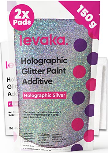 Levaka 150 Gramm Holographischer Glitzer Für Deine Glitzer Tapete – 2 Polierpads Inklusive – Wandfarbe Kompatible Mit Jeder Malerfarbe – Wand Glitzer Für Außen- Innenwände Und Holz
