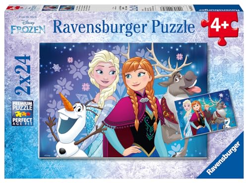 Ravensburger Kinderpuzzle - 09074 Frozen - Nordlichter - Puzzle für Kinder ab 4 Jahren, Disney Frozen Puzzle mit 2x24 Teilen