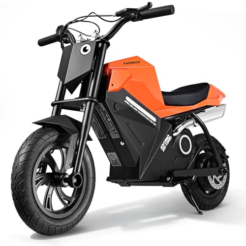 PAONAGO Elektro Motorrad Kinder, Kindermotorrad Plus Mit Soundeffekten und Premium-Ambientebeleuchtung, Individualisierbarer Auspuff-Nebeleffekt, ROHS-Zertifizierte Eco-Lackierung, 12,5'' Luftreifen