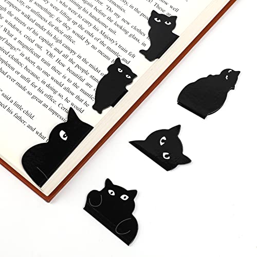 Magnetische Lesezeichen - Schwarze Katze Lesezeichen für Frauen und Katzenliebhaber - Geschenke Magnetische Buchseiten Marker für Lehrer, Studenten, Buchliebhaber (6 Stück)