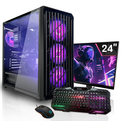 SYSTEMTREFF Basic Gaming Komplett PC Set AMD Ryzen 7 PRO 5755G 8x4.6GHz | Radeon RX Vega 8 4K | 512GB M.2 NVMe | 16GB DDR4 RAM | Windows 11 | 24 TFT Monitor | Desktop Paket Computer für Gamer, Gaming