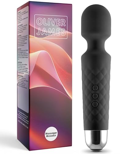 Vibrator für Frauen - Leises und Starkes Massagegerät + Akku - Sexspielzeug mit 20 Vibrationsmuster und 8 Geschwindigkeitsstufen - Kabelloser Dildo für Klitoris, G Spot - Oliver James (Schwarz)