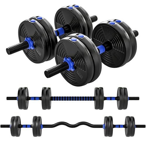 SPORTNOW Hantelset Bodybuilding verstellbare Hanteln 15 kg 3 in 1, verstellbares Gewichtspaket mit Verlängerungsstange, rutschfester Griff, Kunststoffbeschichtung, Fitnesstraining, Krafttraining,