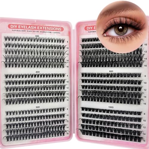 KEYRI 580 Stück Wimpern Extensions 30-40-50-60-80-100D Curl Lash Extension Set Künstliche Wimpern für Wimpernverlängerung zu Hause DIY Wimpern Extensions für Anfänger Mädchen und Frauen (8-16mm Mix)