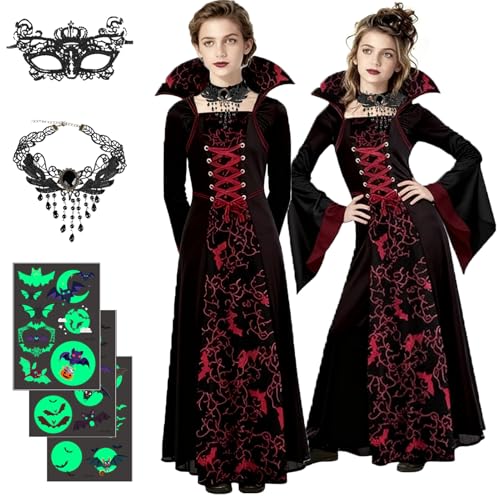 magnetspiele Halloween Vampir Kostüm Mädchen,Vampir Kostüm Kinder, Halloween Kostüm Mädchen, Hallowe-en Kostüms Vampirs Mädchens Kinderkostüm Vampirin Kleid Verkleidung, Hallowe-en, Karneval, Cosplay