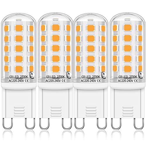 Auting G9 LED Lampe Warmweiß 2700K,g9 led Birnen,LED Leuchtmittel 4W Entspricht 30W-40W Halogenlampe, 400 Lumen kein Flackern, nicht dimmbar, Enegiesparende G9 kleine Birne, 4er Pack