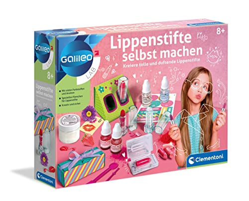 Clementoni Galileo Lab Lippenstifte selbst machen - Experimentierkasten für Mädchen, DIY Lippenpflege-Set für Kinder ab 8 Jahren - 59318