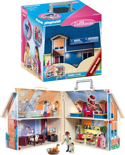 PLAYMOBIL | Dollhouse |Spielzeug für Kinder ab 4 Jahren | Mitnehm-Puppenhaus mit Griff | 70985