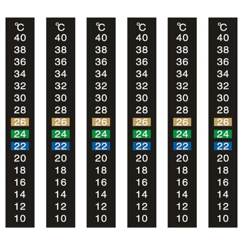 XPEX 6 Stück Wassertemperatur Aufkleber, Induktion Selbstklebendes Aquarium Thermometer, Digitales Aquarium-Thermometer, Geeignet Für Die Haltung Von Schildkröten, Reptilien Und Zierfischen(10-40°)