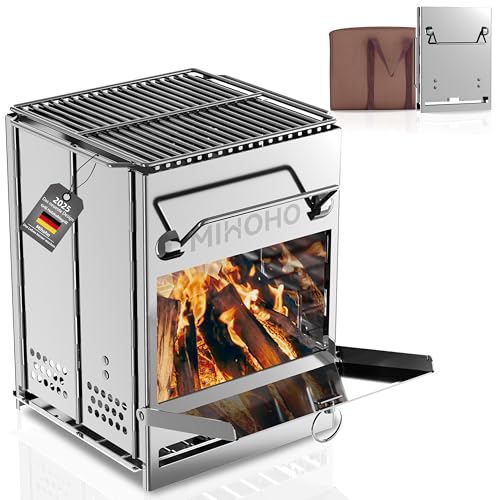 Barbecue-Holzkohlegrill aus Edelstahl, faltbarer tragbarer Camping-Grill für Garten, Hinterhof, Party, Picknick, Reisen, Kochen im Freien (silbergrau)