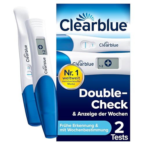Clearblue Schwangerschaftstest Frühe Erkennung Double-Check & Anzeige der Wochen Kombipack, Ergebnisse 6 Tage früher & Test mit Anzeige der Wochen, 2 Tests