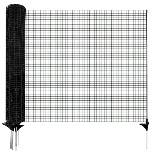 Signstek Mobiler Begrenzungszaun 120 cm hoch – 15 m Steckzaun mit 9 Pfählen, ohne Strom, engmaschig, schwarz | Hundezaun, Hühnerzaun, Gartenzaun