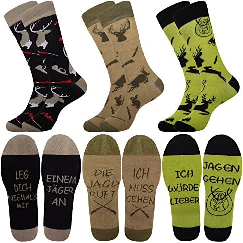 Jeasona 3 Paare Jäger Socken Herren 43-46 Jäger Geschenke für Männer Lustig Witzig Geschenke für Jäger Männer Geburtstag Geschenk für Jäger Herren Lustig Geschenk Jäger 40. 50. 60. Geburtstag,