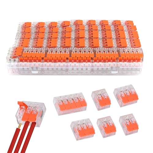 JurciCat 90 Stück Verbindungsklemmen Kabelverbinder 4mm² Leiter LüSterklemmen Aus Feuerfestem Pc Material Für 2-3-5 Leiter Feste Elektro Draht Kabelklemmen