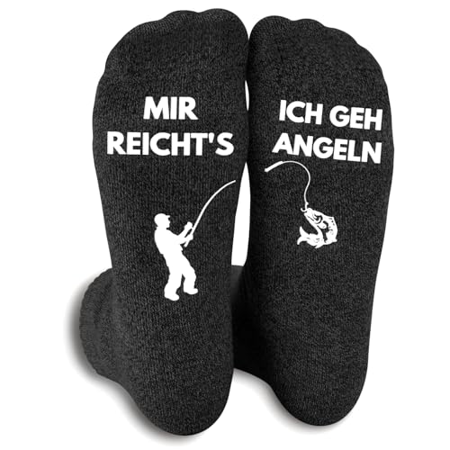 Mason Life Herren Socken Angeln Geschenk Vatertagsgeschenk Männer Geburtstagsgeschenk für Angler Angelzubehör Lustige Socken 43-46 Schwarz Weiße Buchstabenmuster