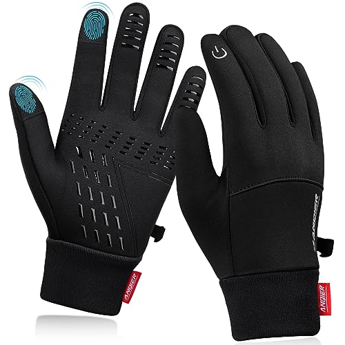 anqier Fahrrad Handschuh Herren Winterhandschuhe Wärme Radsport Handschuhe Winddichte Touchscreenhandschuhe Damen Sporthandschuhe rutschfeste Running-Handschuhe Thermohandschuhe Wasserdicht
