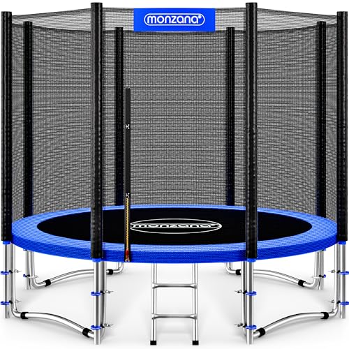MONZANA® Trampolin Ø 305 cm TÜV SÜD GS Zertifiziert Komplettset mit Sicherheitsnetz, Leiter, Randabdeckung & Zubehör - Kindertrampolin Gartentrampolin
