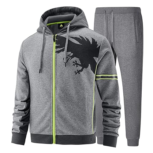 W JIANWANG Herren Jogging Anzug Trainingsanzug Hoodie Sportanzug aus Baumwolle Gym Warm Tracksuit ATM-104-XXL
