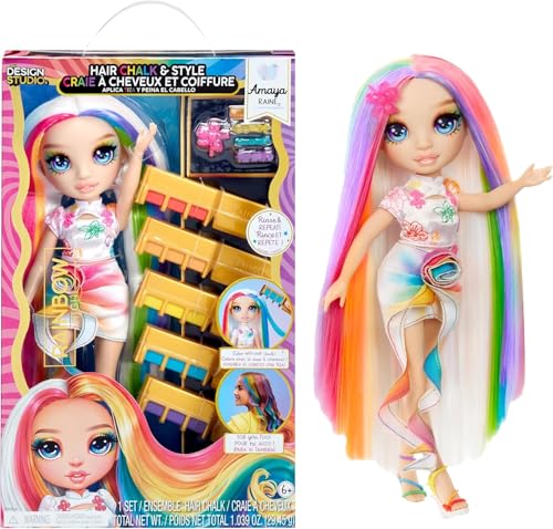 Rainbow High Hair Chalk & Style Doll - Amaya - 28 cm Puppe in Regenbogenfarben, Auswaschbare Haarkreide, Färben, Stylen, Spielen, Ausspülen & Wiederholen, für Kinder von 4 bis 12 Jahre