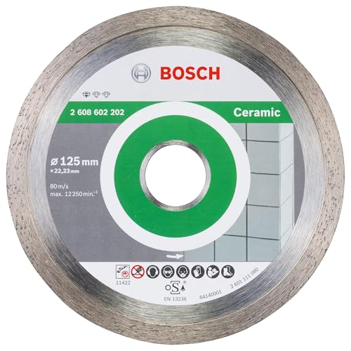 Bosch 1x Diamanttrennscheibe Standard for Ceramic (für Stein, Keramik, Fliesen, Marmor, Ø 125 x 22,23 x 1,6 x 7 mm, Zubehör für Winkelschleifer)