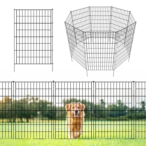 ARIFARO Dekorative Gartenzaun 5 Panels Gesamtlänge 3,5m (101cm H x 71cm B) Keine Graben Tier Barriere Fechten, Haustier Zaun Rostfrei Metalldraht Panel Grenze für Kaninchen, Hof, Patio